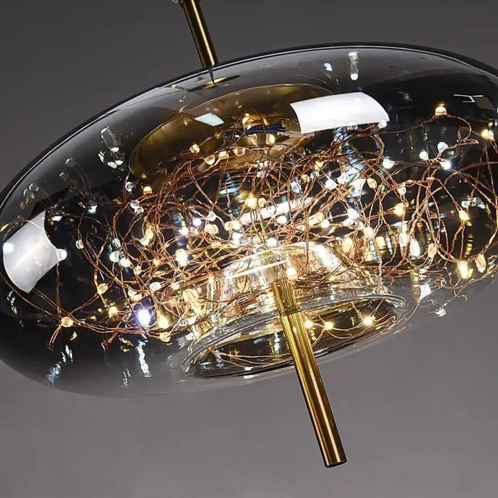 Suspension Luminaire En Verre Avec Petite Guirlande LED Élégante
