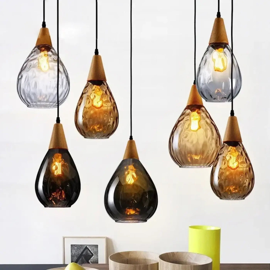 Suspension luminaire en verre soufflé en forme de goutte élégante