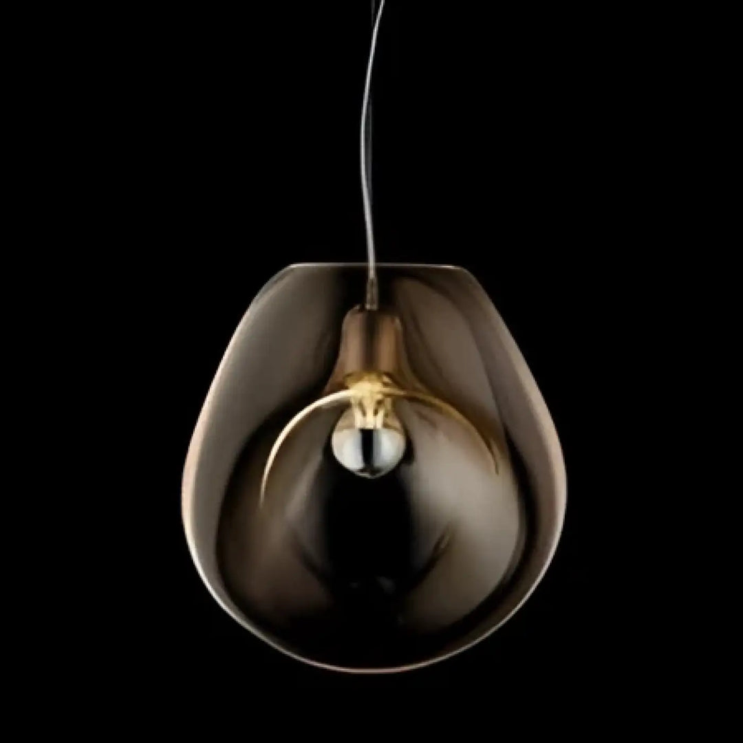 Applique murale taonua en verre soufflé fumé sombre avec suspension luminaire minimaliste à ampoule visible