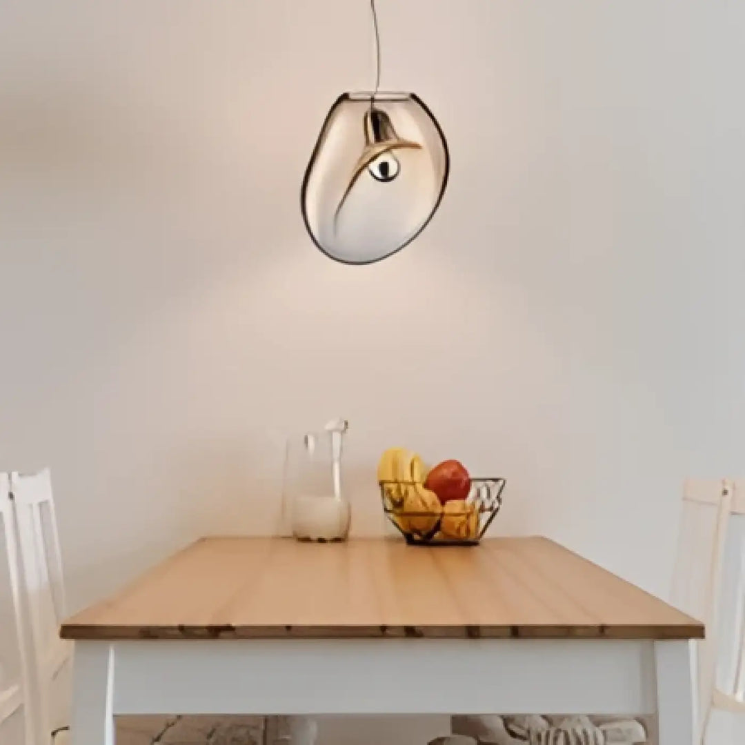 Applique murale taonua en chrome poli avec abat-jour en verre soufflé oval pour décoration intérieure moderne