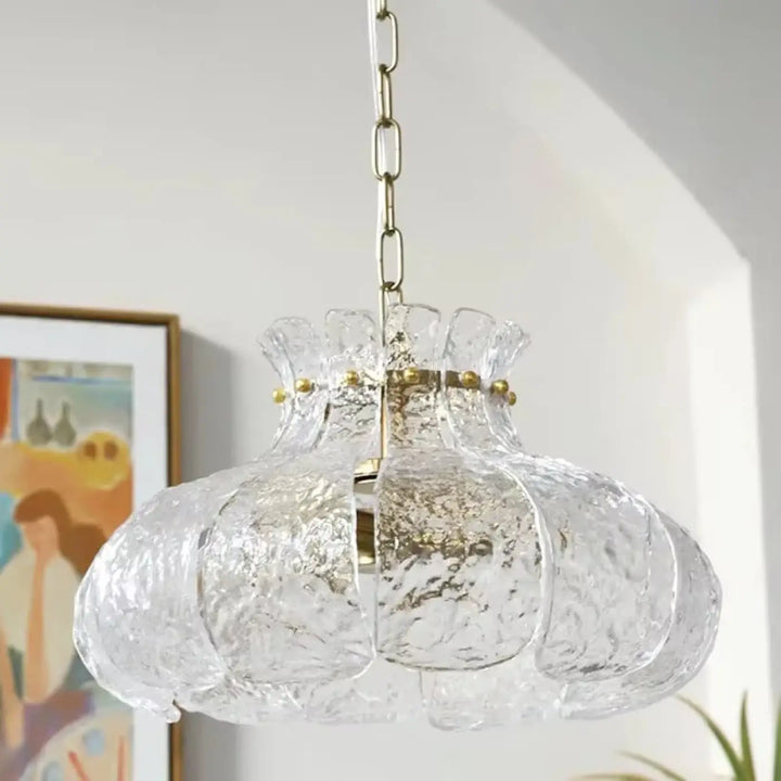 Suspension luminaire en verre style rétro pour salon élégant