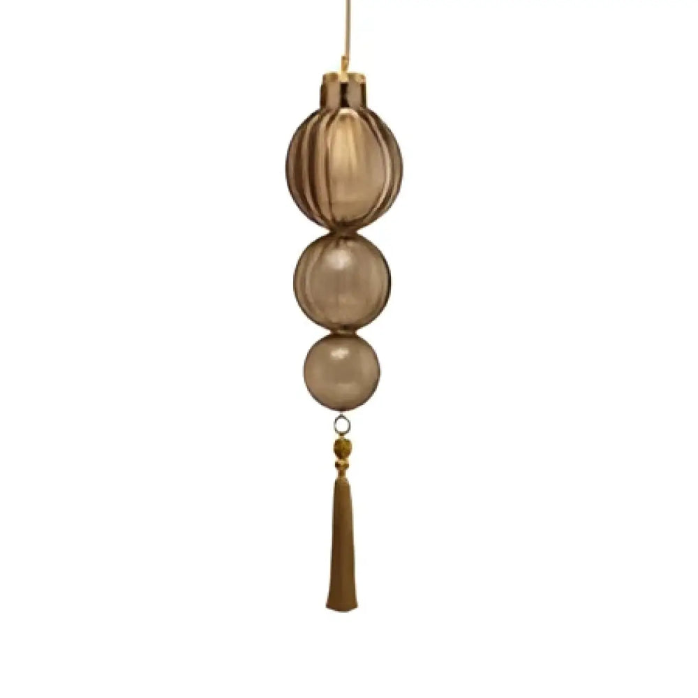 Suspension luminaire medina en verre teinté bronze avec ornement sphérique et pendeloque élégante plus qu’un éclairage