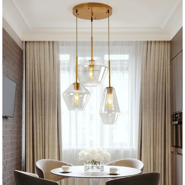 Suspension luminaire en verre transparent design moderne chic