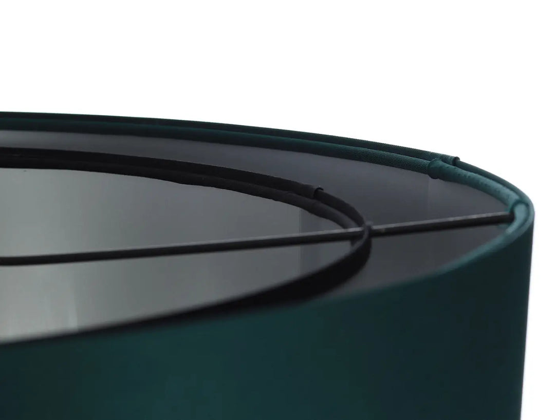 Suspension luminaire duo en velours vert foncé avec cadre métallique noir design moderne en argent design