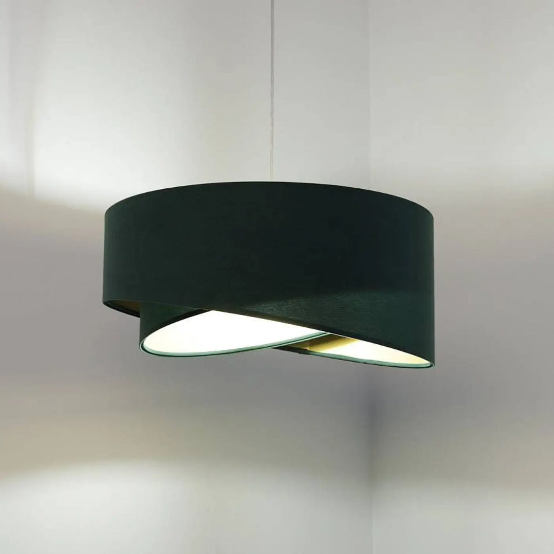 Suspension luminaire galaxy auric verte noire cylindrique moderne design torsadé avec lumière blanche douce