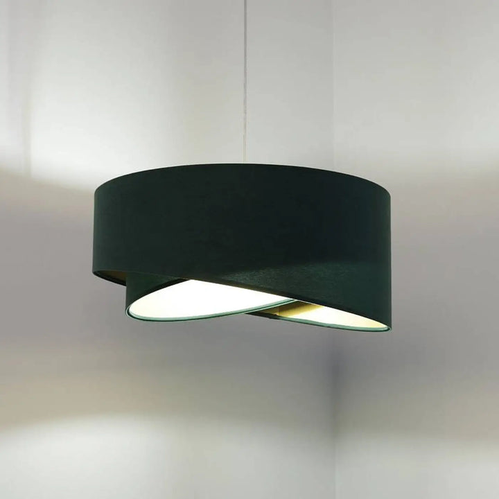 Suspension luminaire galaxy auric verte noire cylindrique moderne design torsadé avec lumière blanche douce