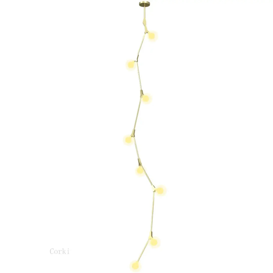 Suspension luminaire verticale en boules opales et laiton