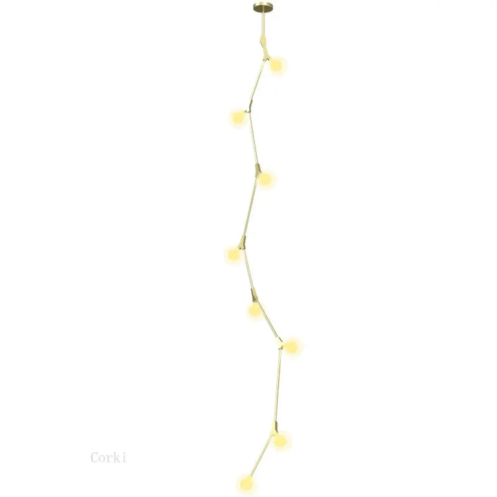 Suspension luminaire verticale en boules opales et laiton