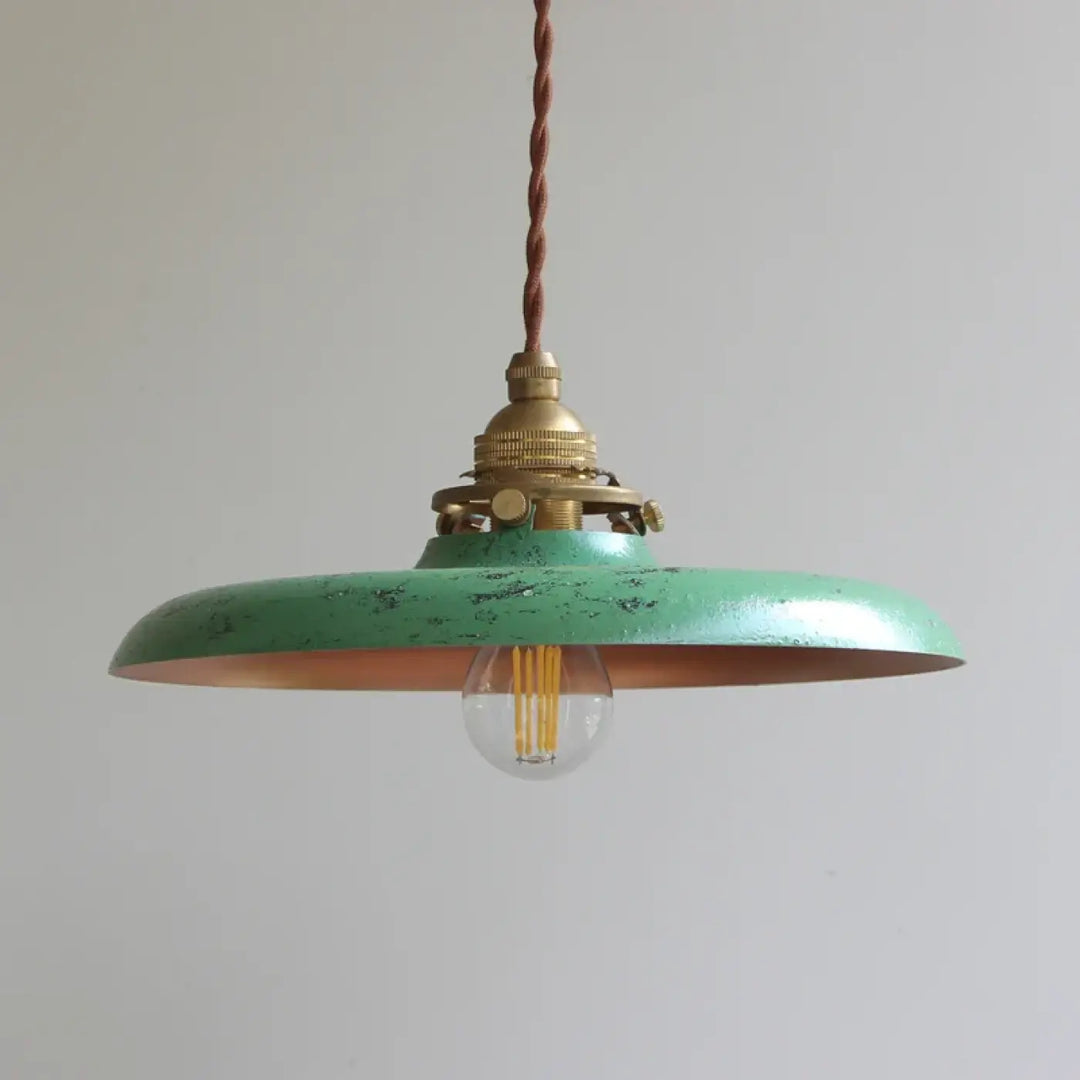 Suspension luminaire vintage en métal avec câble tressé chic