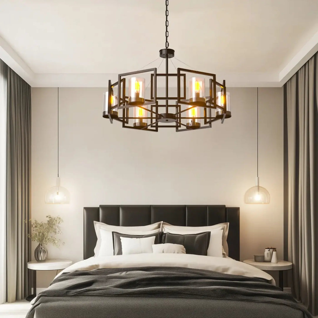 Suspension luminaire design vintage en métal avec éclairage led
