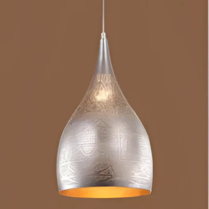Suspension luminaire sandyha en argent avec motifs embossés et intérieur lumineux chaud style vintage turque