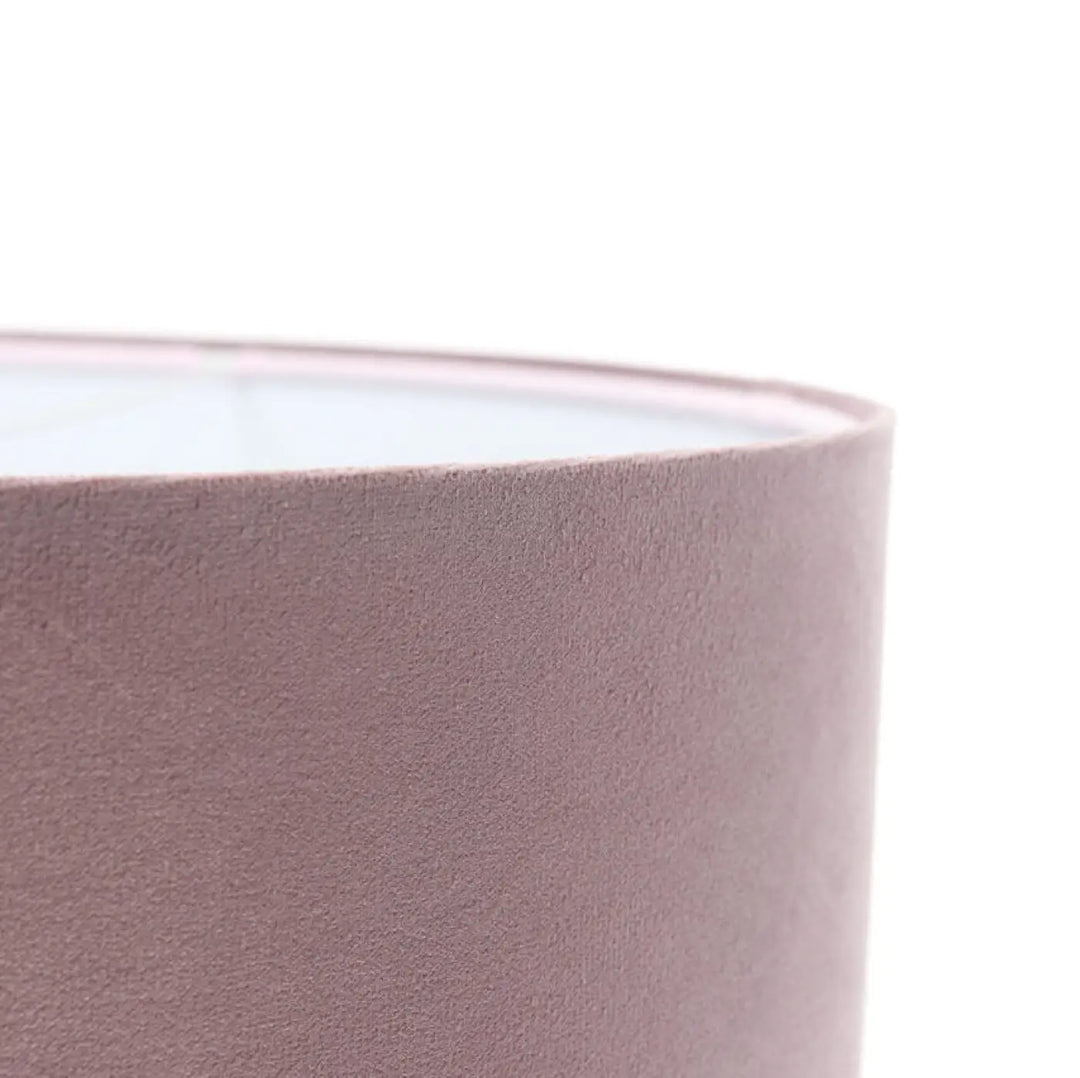 Suspension luminaire violet clair avec abat-jour cylindrique mauve mat et surface subtilement texturée