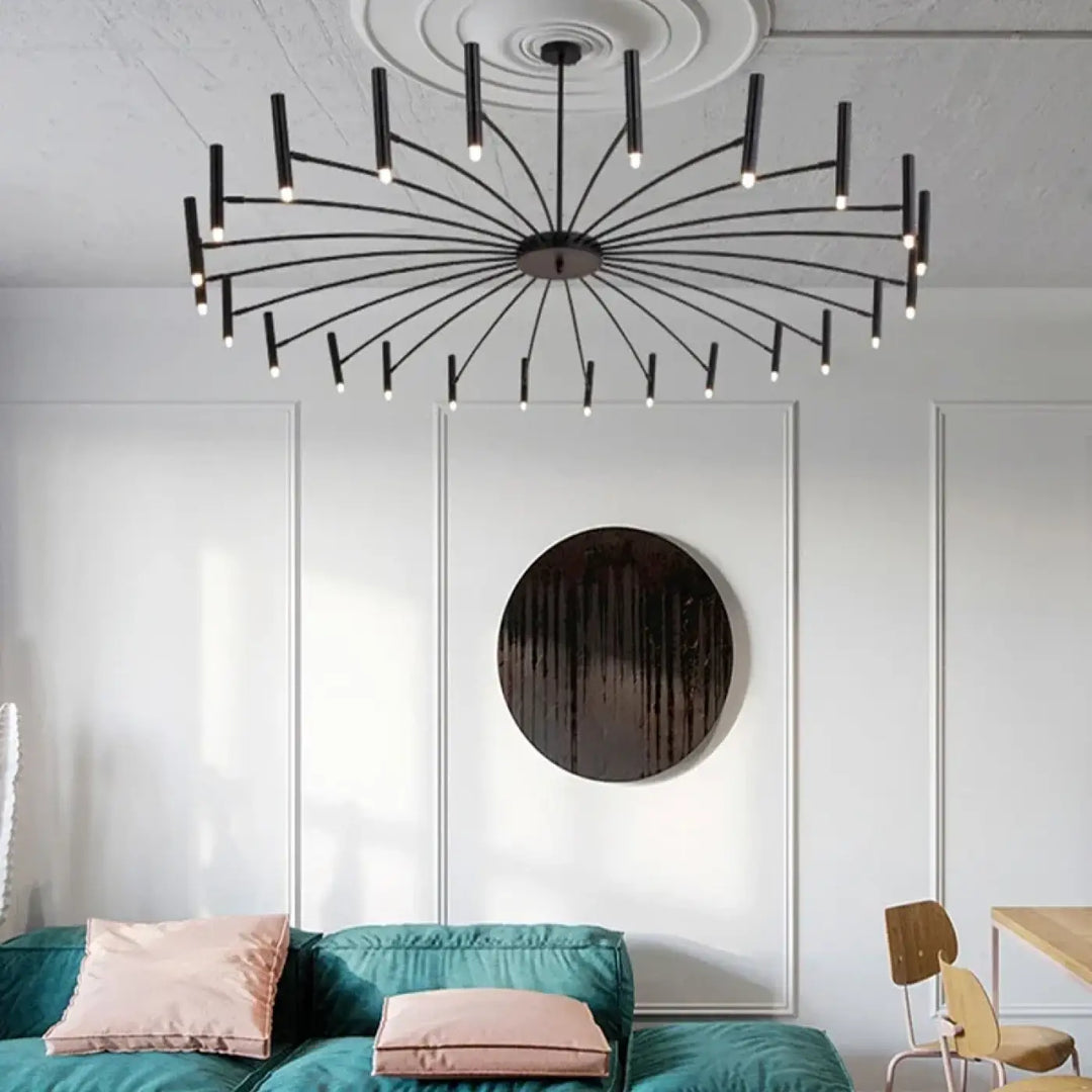 Suspension Luminaire XXL Design Graphique Noir À Bras Multiples
