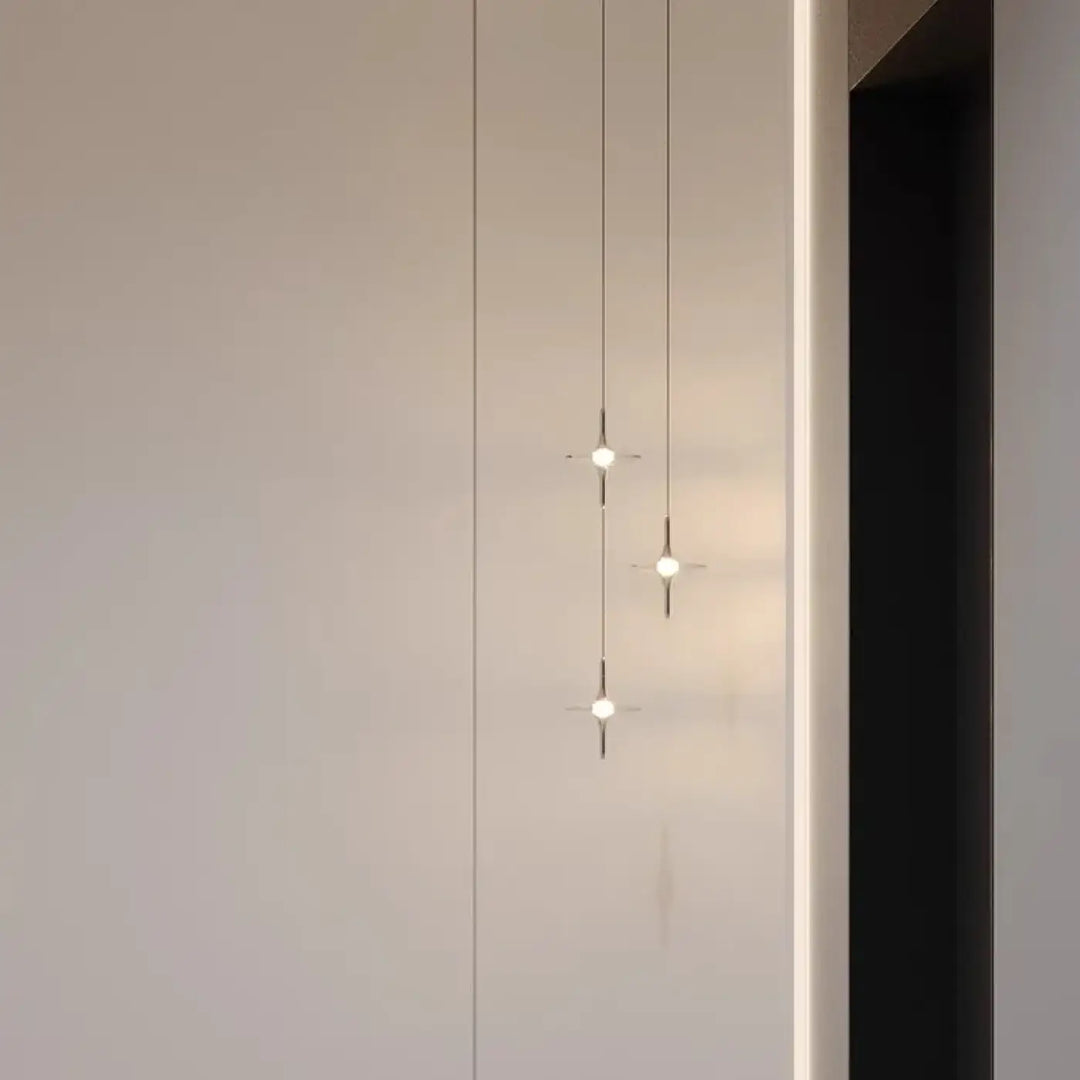 Suspension lumineuse design cristal moderne argent