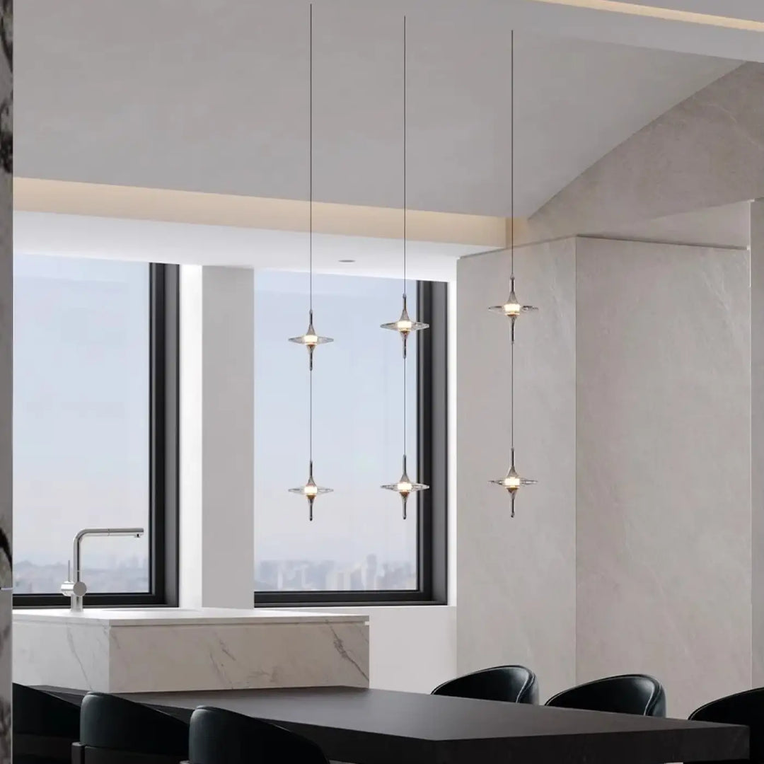 Suspension lumineuse design cristal moderne argent
