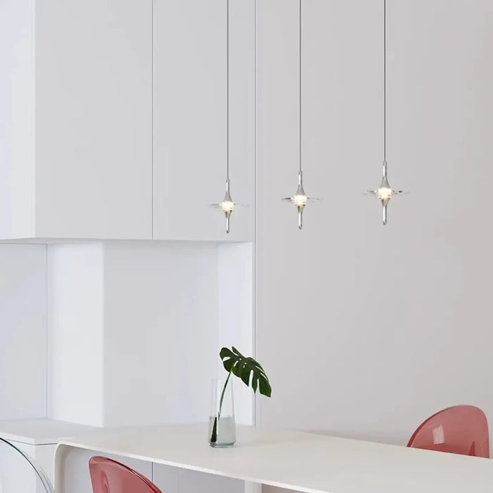 Suspension lumineuse design cristal moderne argent
