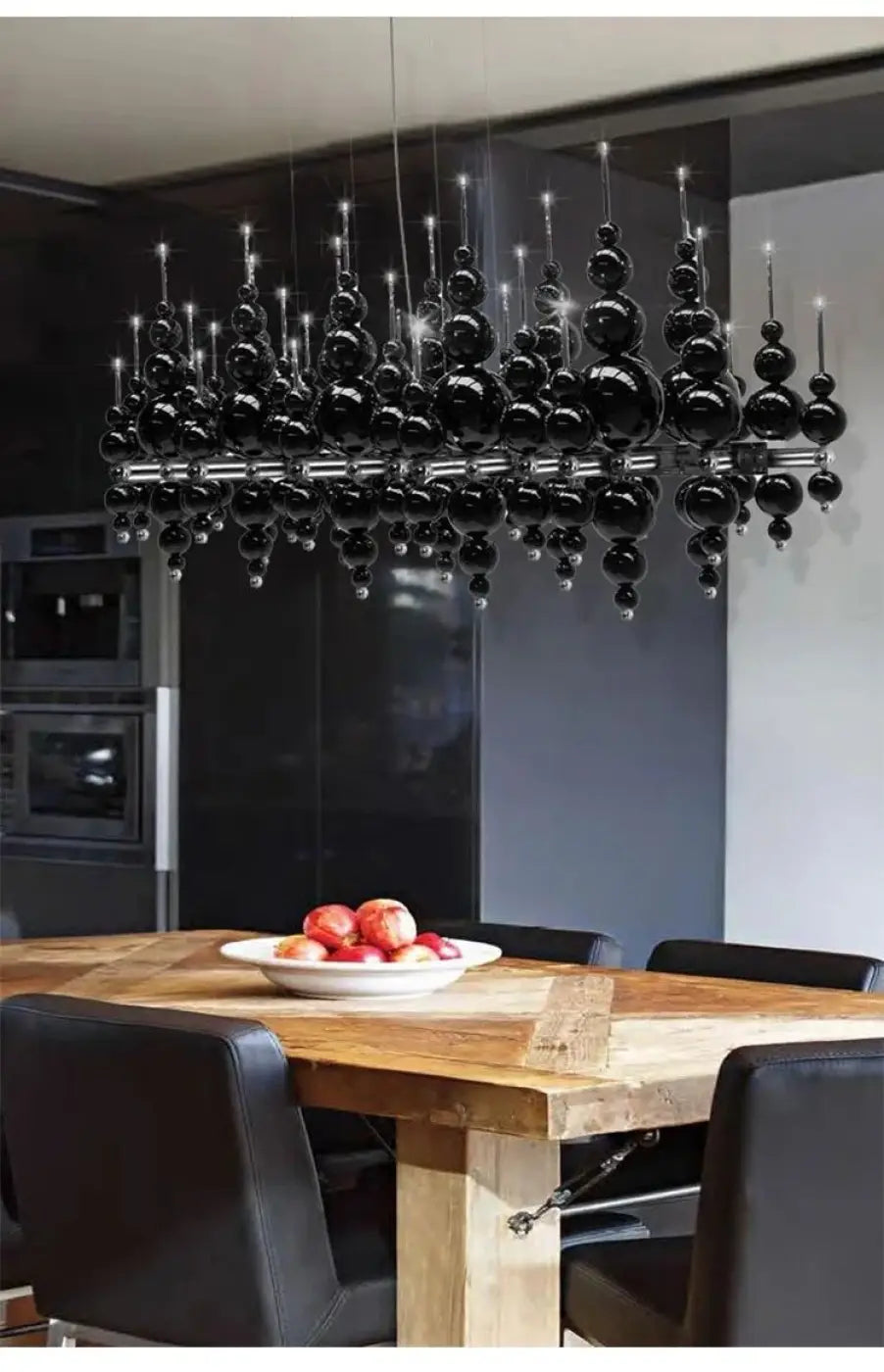 Suspension Lustre Noir Boules Design Moderne Luxueux