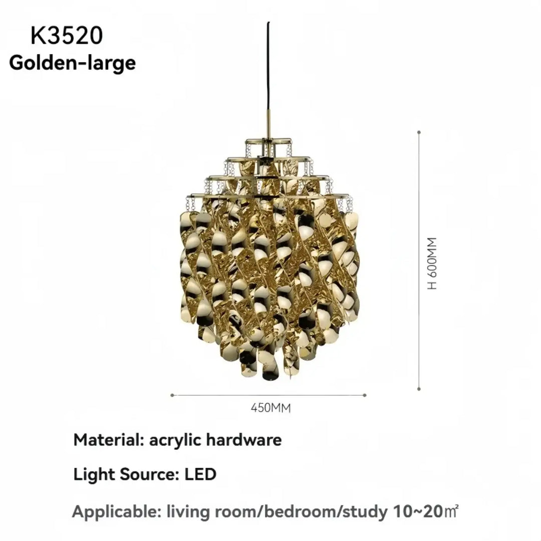 Suspension luxe acrylique dorée design moderne led raffiné