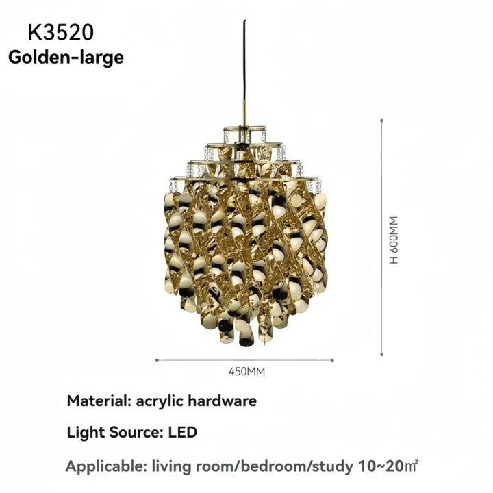 Suspension luxe acrylique dorée design moderne led raffiné