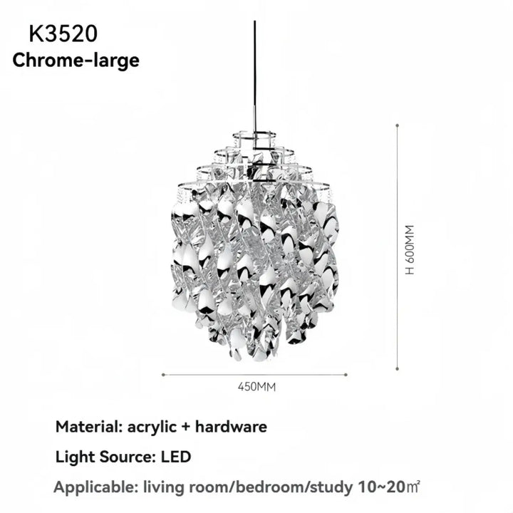 Suspension luxe acrylique dorée design moderne led raffiné
