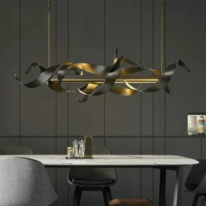 Postmodern Wrought Iron Restaurant Pendant Light Luxury Metal Pendant Light Living Room Front Desk Bar Decoration LED