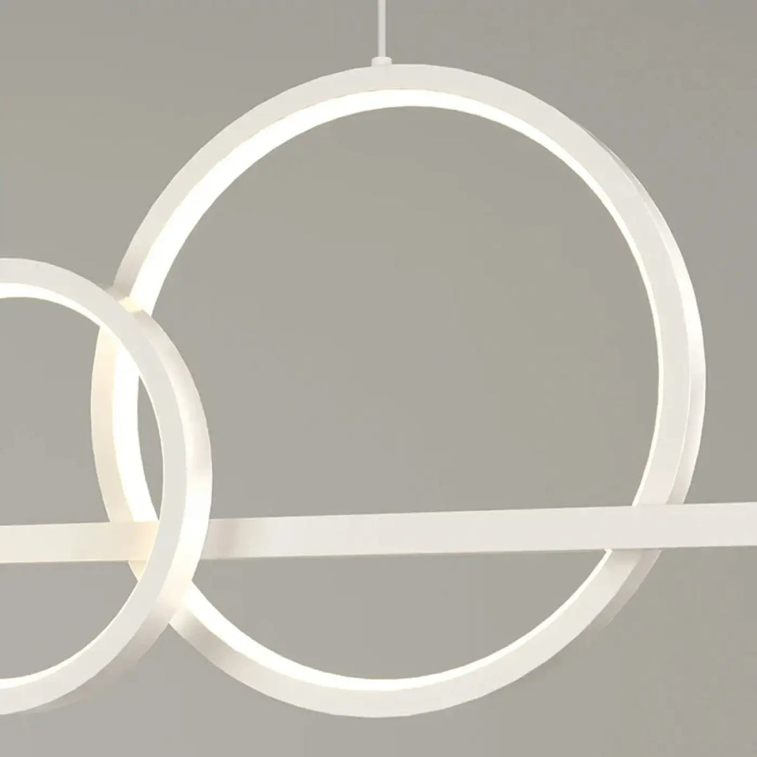 Suspension moderne blanche barre linéaire avec anneaux led