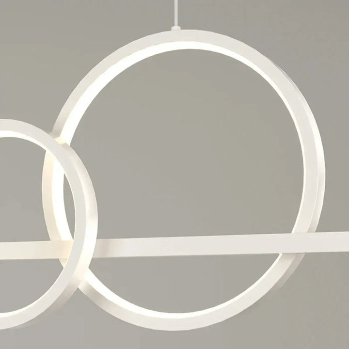 Suspension moderne blanche barre linéaire avec anneaux led