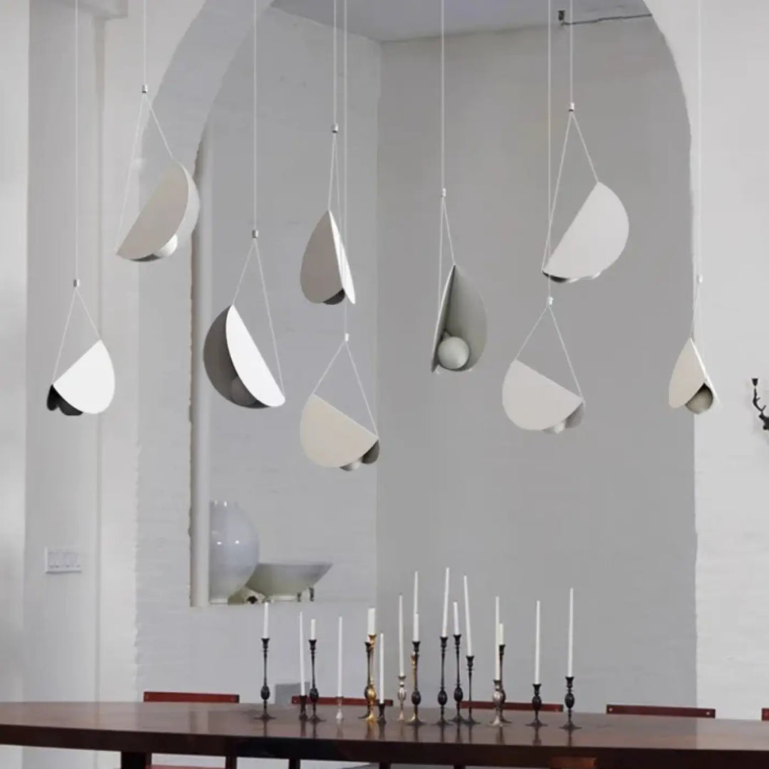 Suspension moderne blanche design origami lumineux
