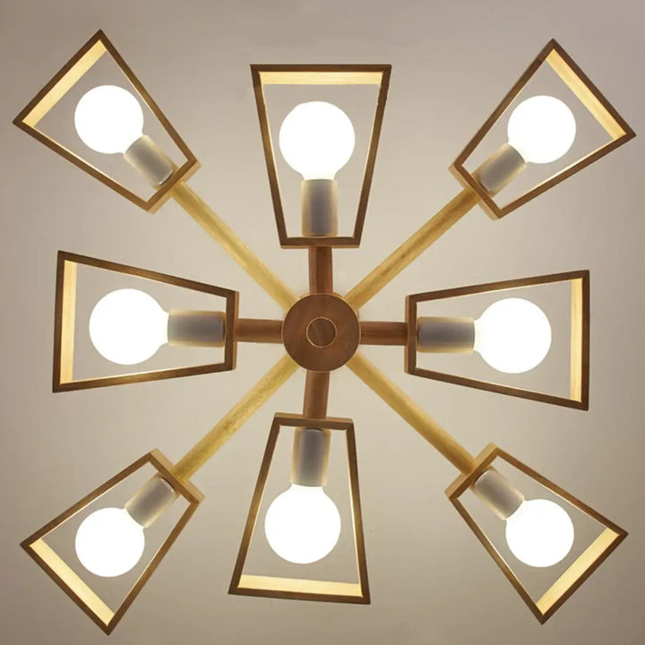 Suspension moderne en bois naturel et en formes géométriques