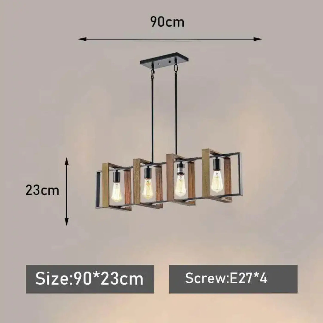 Suspension moderne carrée bois noir style industriel chic