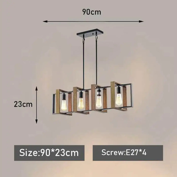 Suspension moderne carrée bois noir style industriel chic