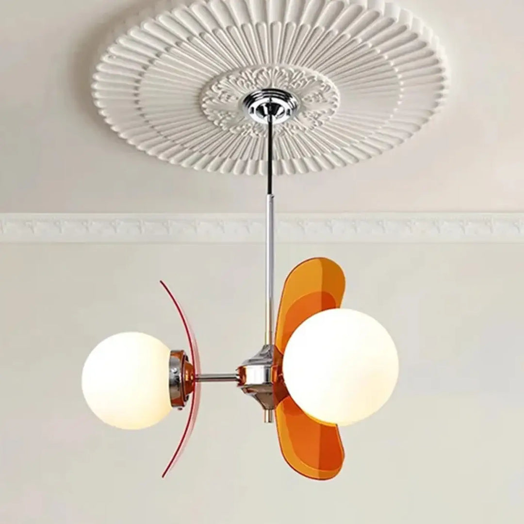 Suspension moderne chrome globes verre design rétro

