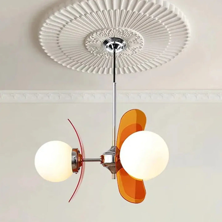 Suspension moderne chrome globes verre design rétro

