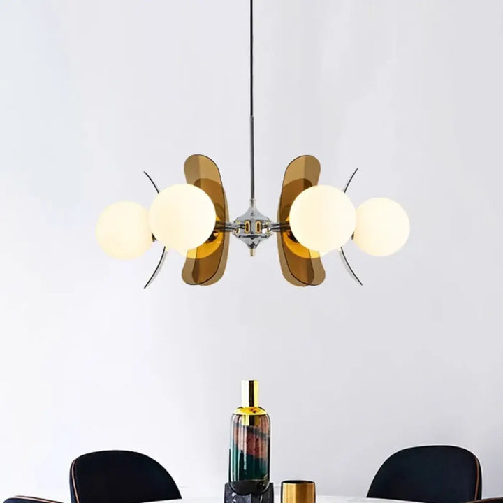 Suspension moderne chrome globes verre design rétro

