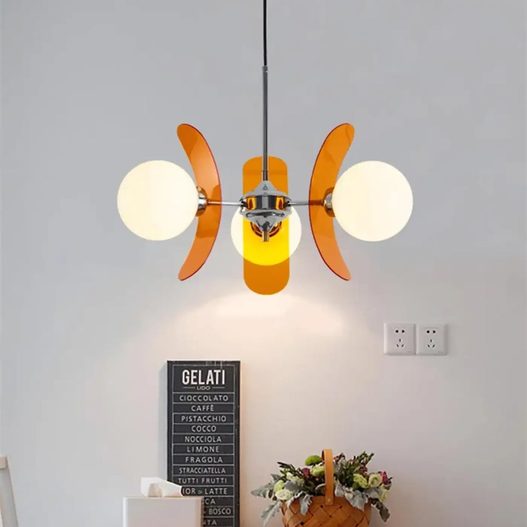 Suspension moderne chrome globes verre design rétro

