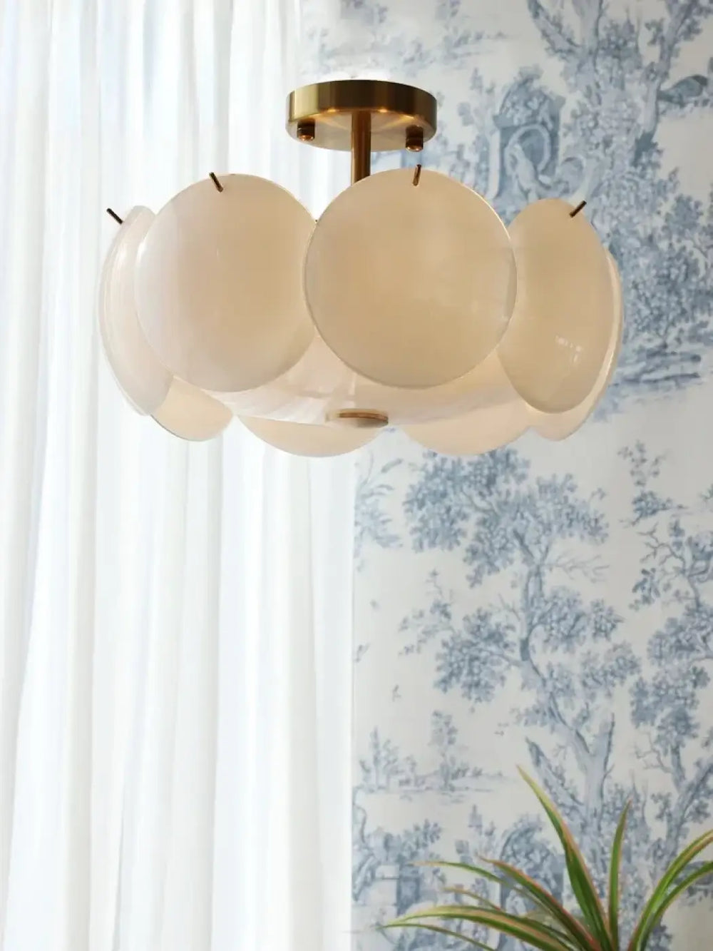 Cream White Glass Ceiling Light Modern Minimalist Retro Ceiling Chandeliers Living Room Dining Room Bedroom Light home