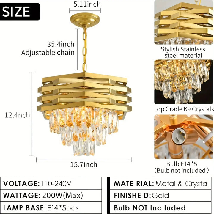 Suspension moderne dorée avec cristaux style luxe chic
