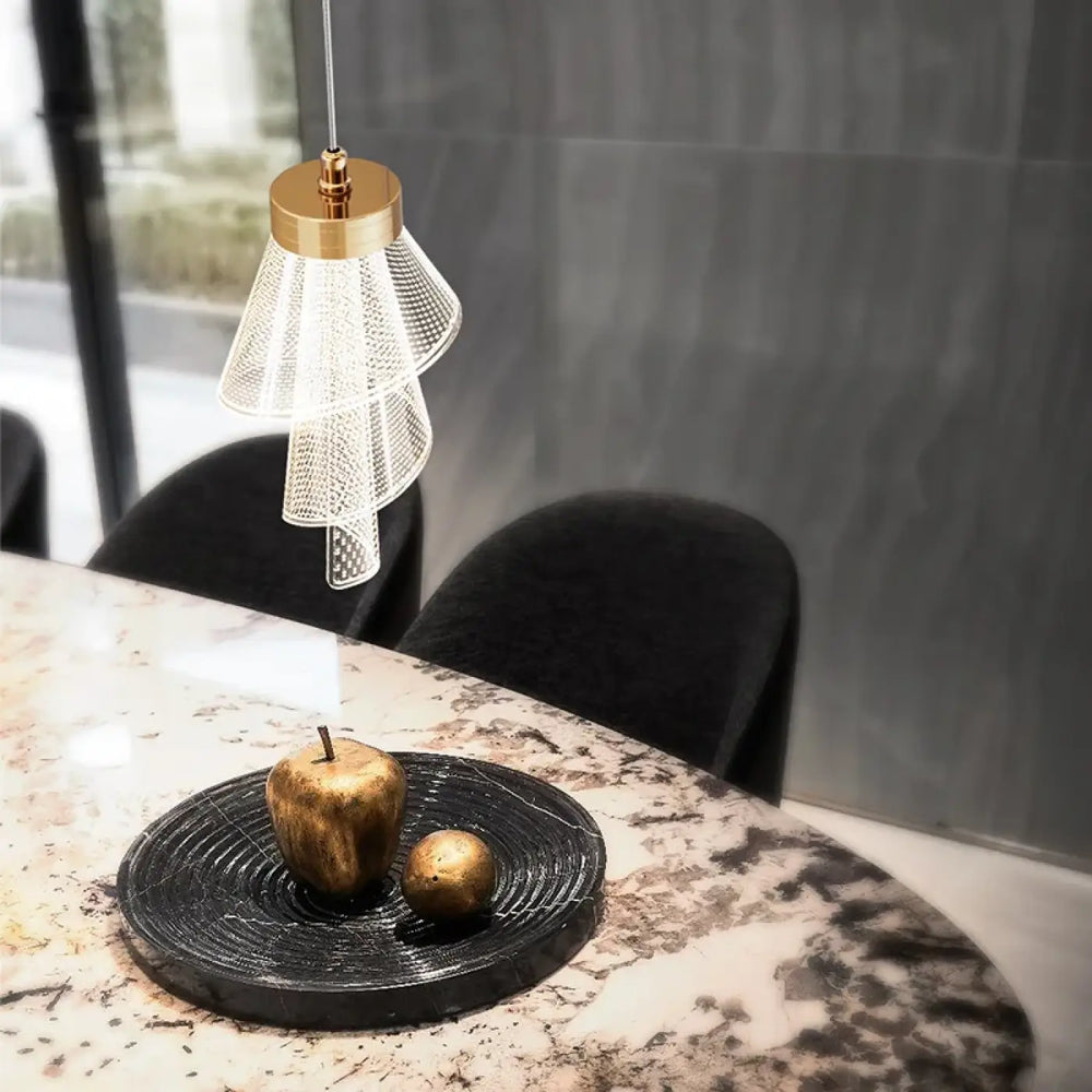 Suspension moderne lampes spirales en laiton

