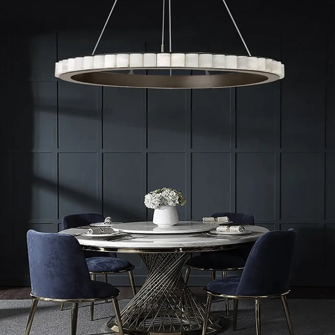 Suspension moderne led design marbre et acier élégance