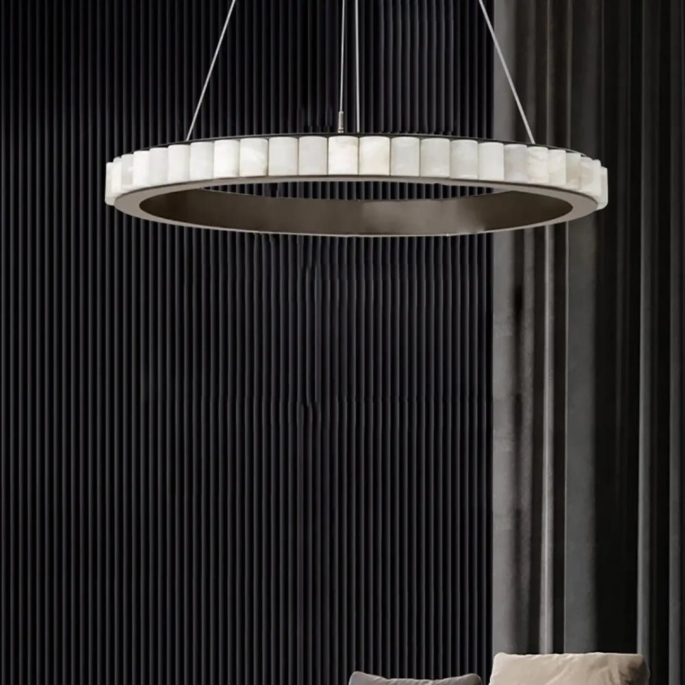Suspension moderne led design marbre et acier élégance
