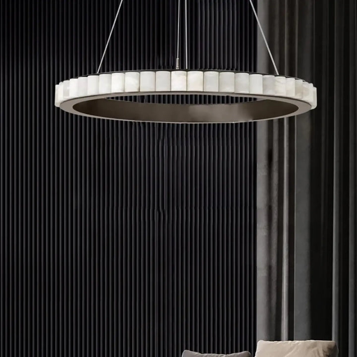 Suspension moderne led design marbre et acier élégance