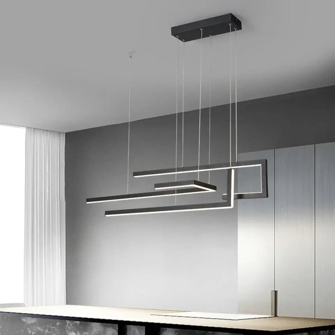 Suspension moderne en métal avec éclairage led noir ou doré