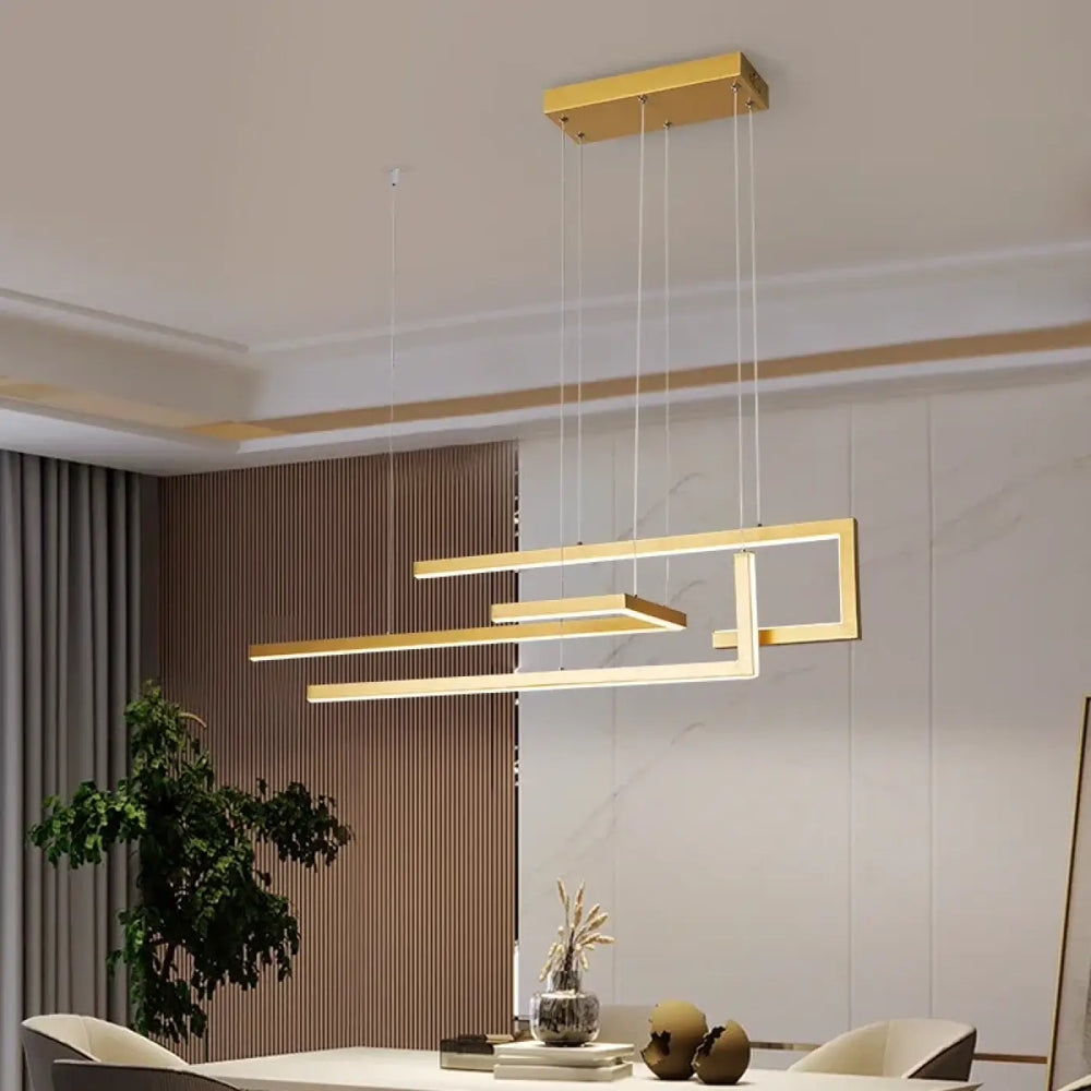 Suspension moderne en métal avec éclairage led noir ou doré