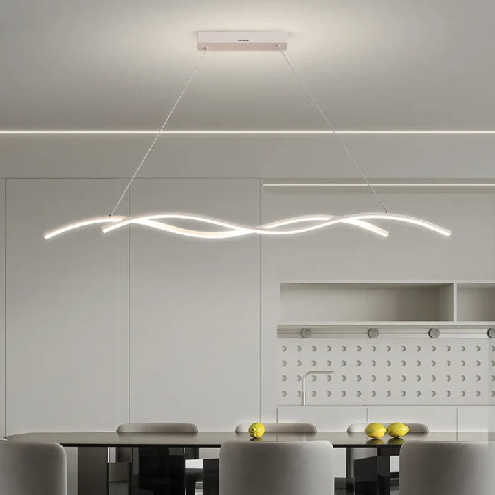 Suspension moderne minimaliste en vague ondulée avec LED intégrée

