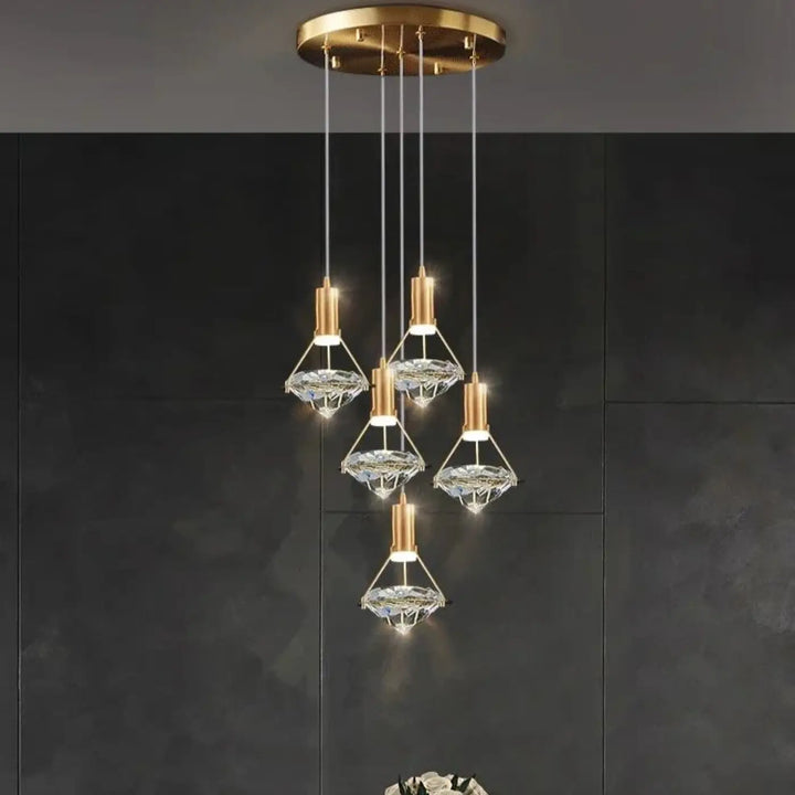 Suspension Moderne Multi Lumières Cristal Raffiné Éclat Chic