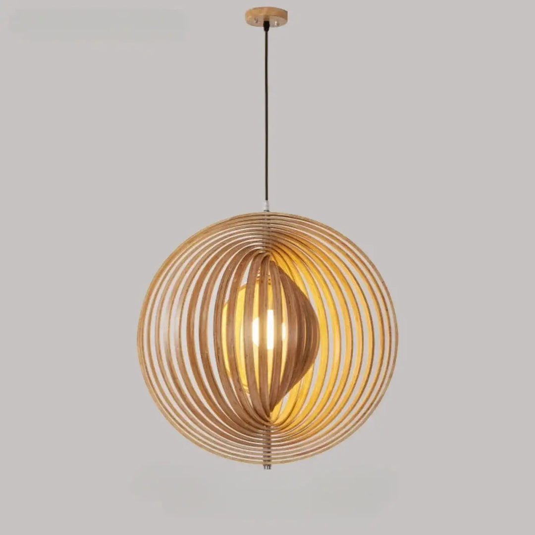 Suspension sphérique anneaux style graphique noir beige chic