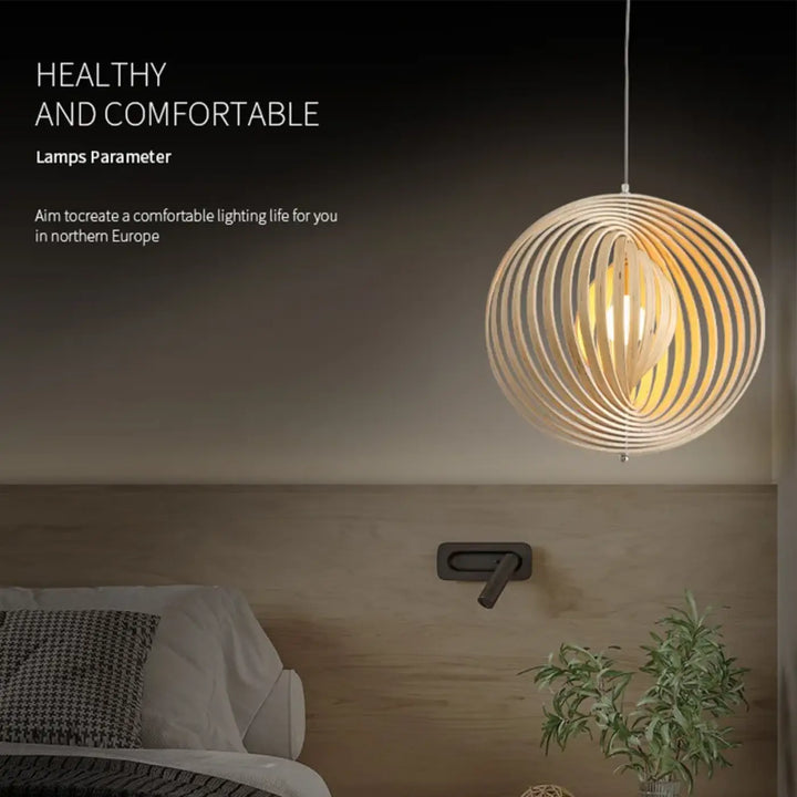 Suspension sphérique anneaux style graphique noir beige chic