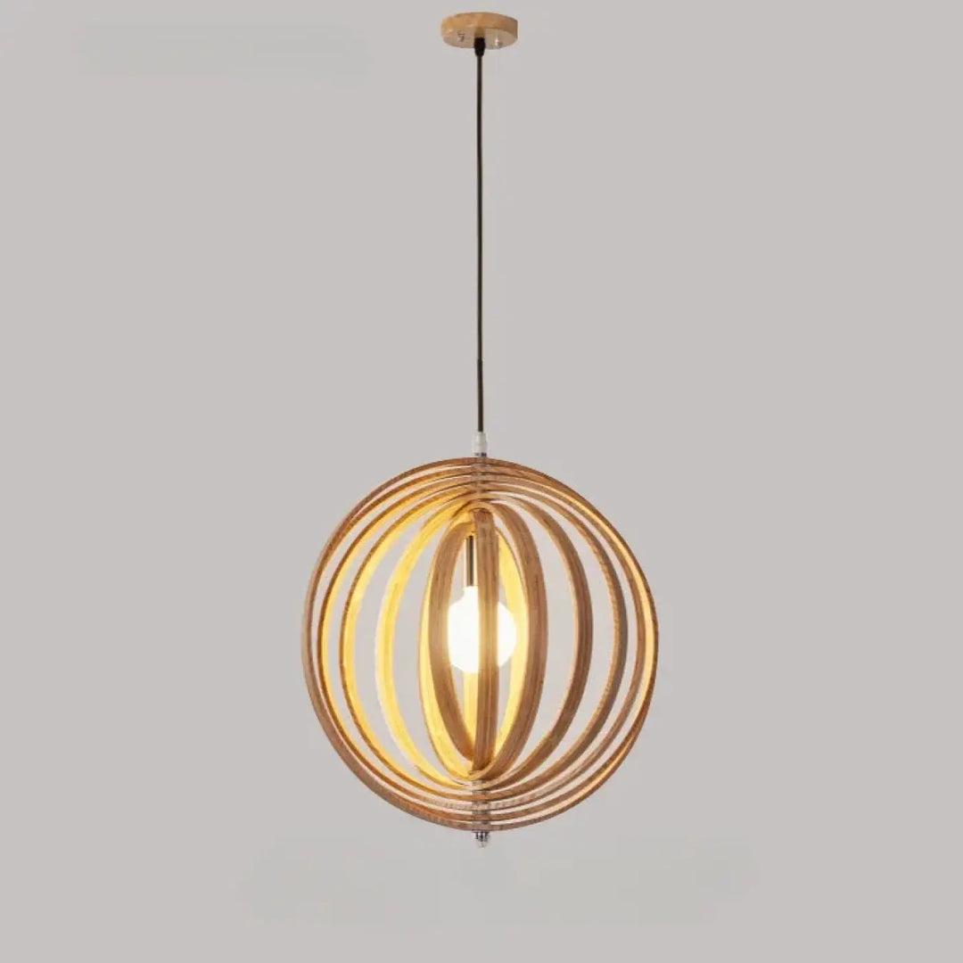 Suspension sphérique anneaux style graphique noir beige chic