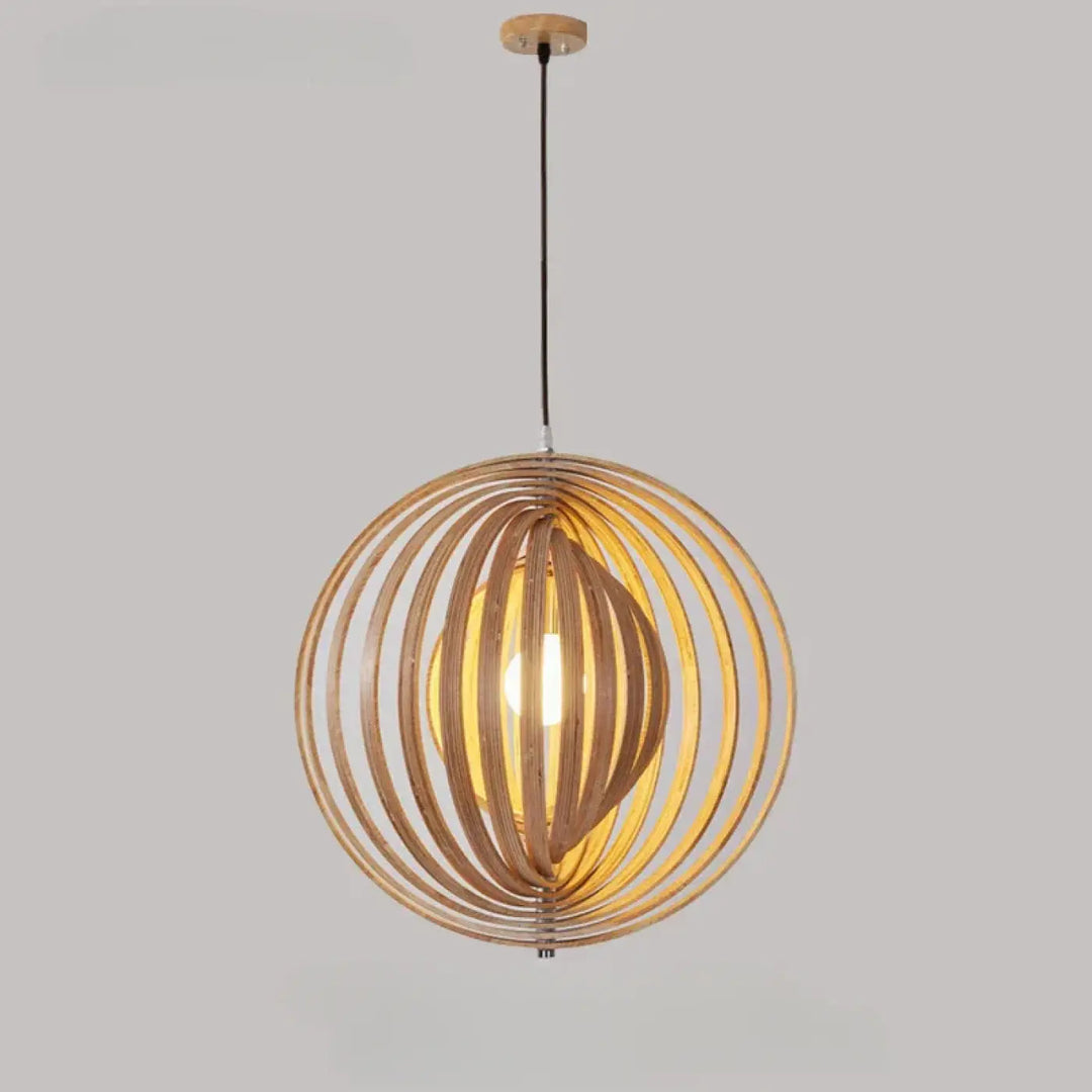 Suspension sphérique anneaux style graphique noir beige chic