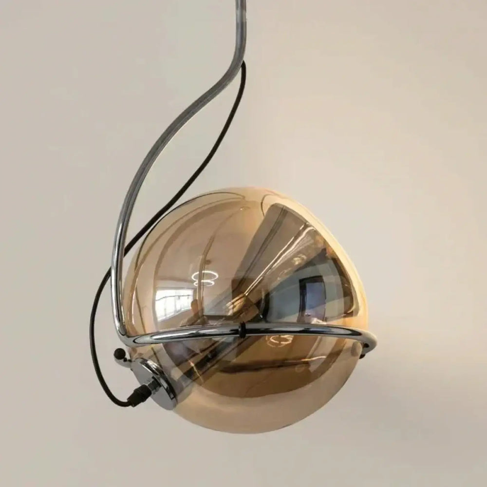 Suspension Moderne Sphérique Dorée Effet Miroir Style Chic